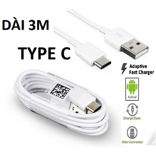 Cáp sạc nhanh 3m chuẩn Type C cho các dòng máy hỗ trợ Type C