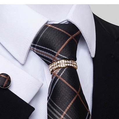Bộ Cà vạt 4 món gồm Cavat 8cm, khăn cài túi, Măng-set, Nhẫn tròn phụ kiện, Cravat chú rể, Calavat công sở CBC-8240