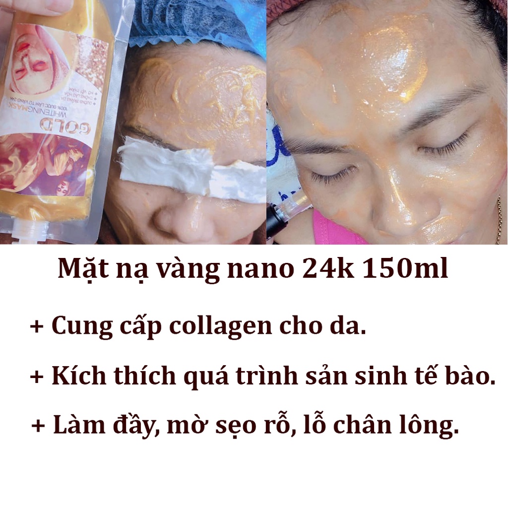 Mặt nạ mầm gạo non, vàng nano 24k và huyết hoa hồng cấy trắng da mặt cấp ẩm bịch 150ml