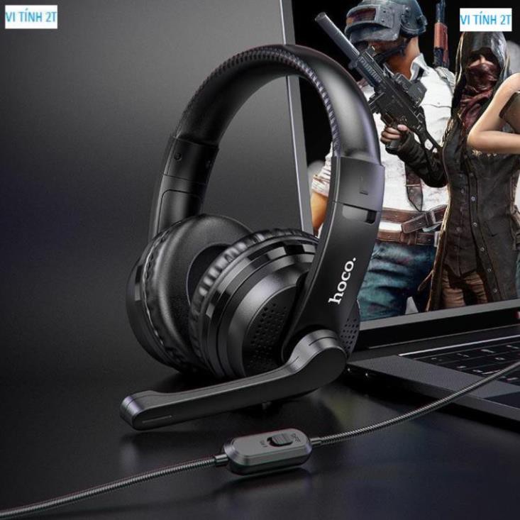 Tai nghe chụp tai có mic chơi game hoco W103 điều chỉnh âm lượng chơi game pubg liên quân trên PC máy tính điện thoại