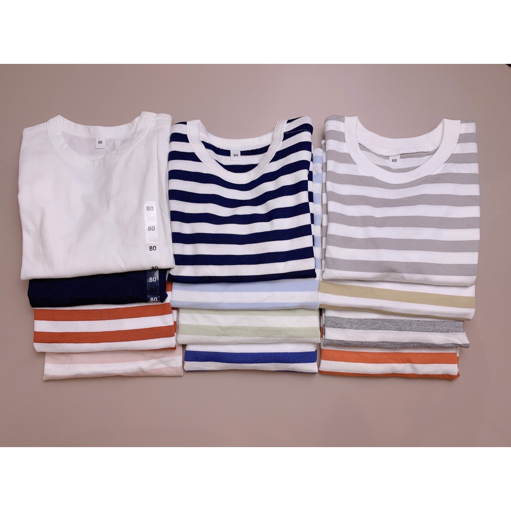 Áo cotton Muji trơn, kẻ nhiều màu BTBG