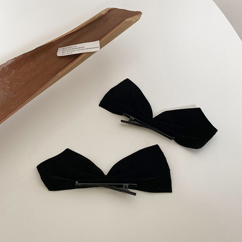 Set 2 Kẹp Tóc Nơ Lớn Bằng Nhung Màu Trơn Thời Trang Vintage Dành Cho Nữ