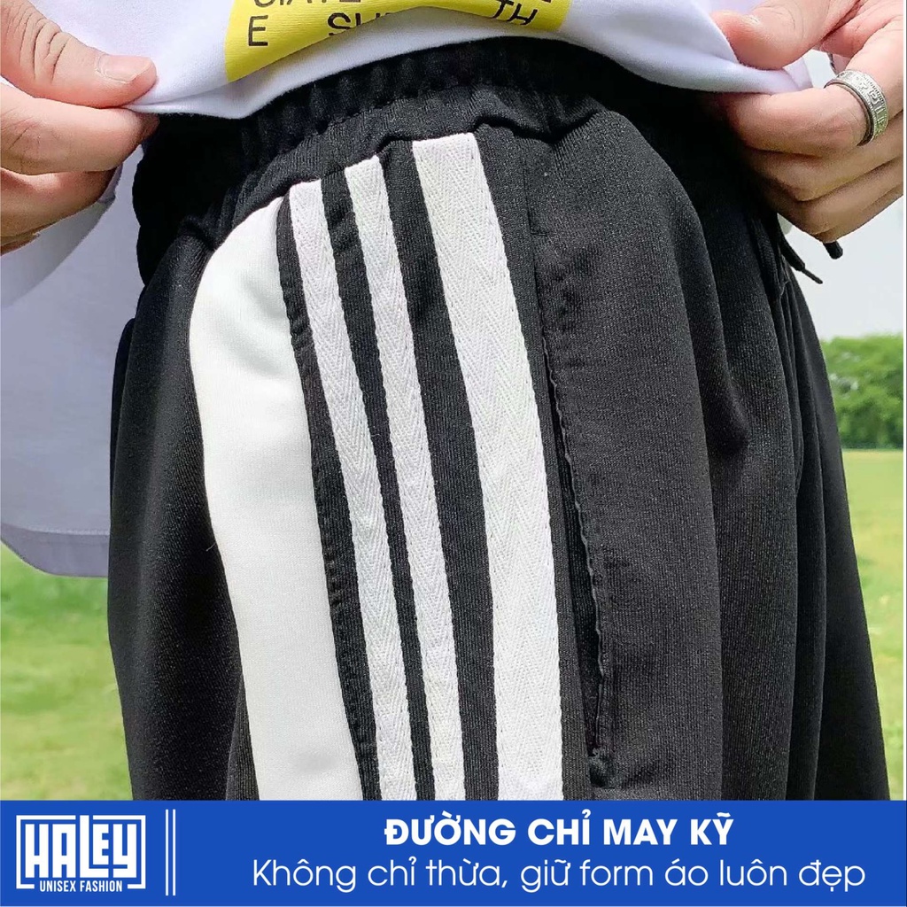 Quần short đùi nam nữ 3 sọc unisex HALEY thể thao basic oversize QD3 phong cách street wear Hàn Quốc Ulzzang