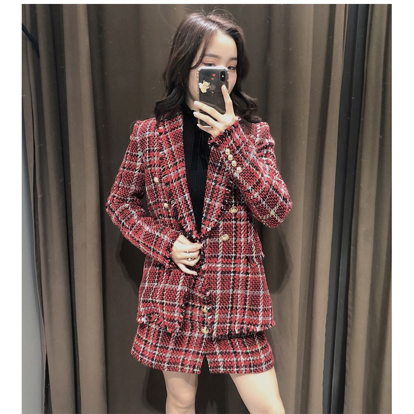 (Hàng Order) Set Áo Blazer Chân Váy Sọc Đỏ | BigBuy360 - bigbuy360.vn