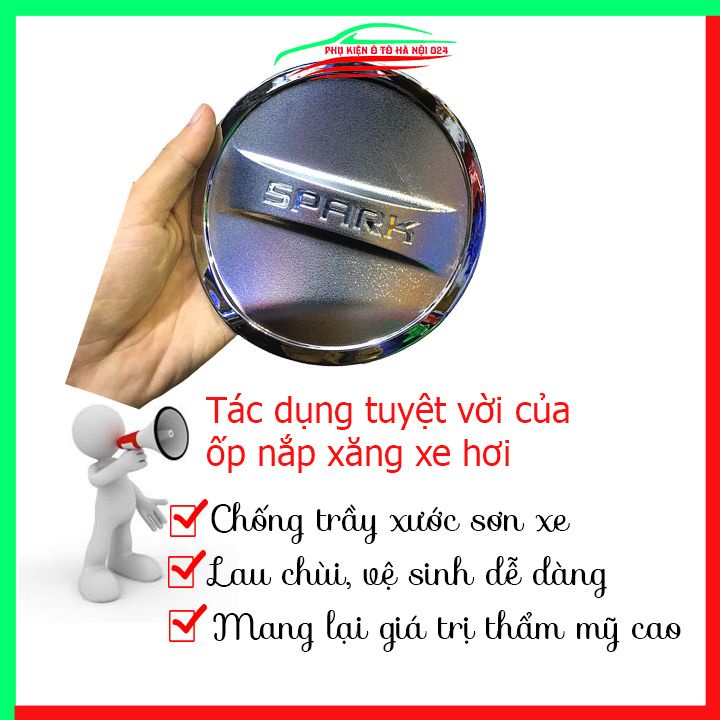 Ốp nắp xăng Spark 2012-2020 mạ crom bảo vệ chống trầy trang trí ô tô