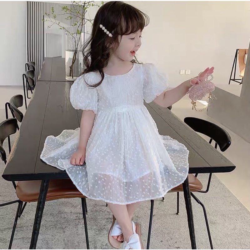 Váy trắng tiểu thư bé gái chất ren
