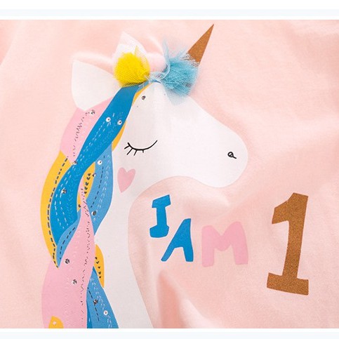 Mã 51910  Áo thun bé gái hình ngựa pony đính hoa màu hồng ngọt ngào của Liltte Maven cho bé gái