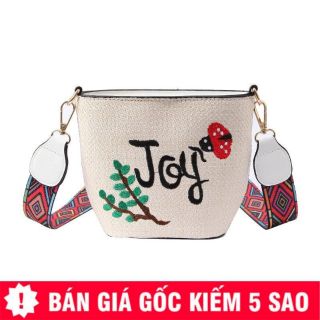 Túi cói Green hình thiên nhiên đeo chéo nữ dây thổ cẩm