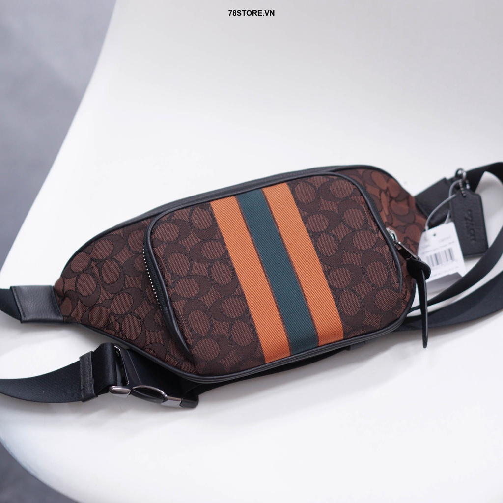 ( Chính Hãng 100% ) Túi Đeo Chéo Nam Thompson Large Orange Logo Jacquard Varsity Stripe Belt C5386