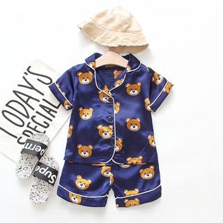 Shopee Bộ đồ ngủ trẻ em dễ thương Bộ quần áo gấu bé gái dễ thương