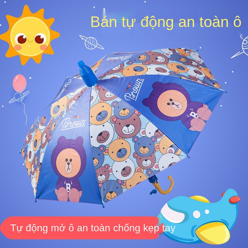 Ô gấp trẻ em đi mưa bán tự động bé trai cô gái mẫu giáo lớn hoạt hình có vỏ chống thấm nước