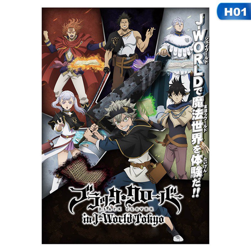 Tranh Vải Lụa Treo Tường Họa Tiết Hoạt Hình Manga Black Clover Phong Cách Hiện Đại