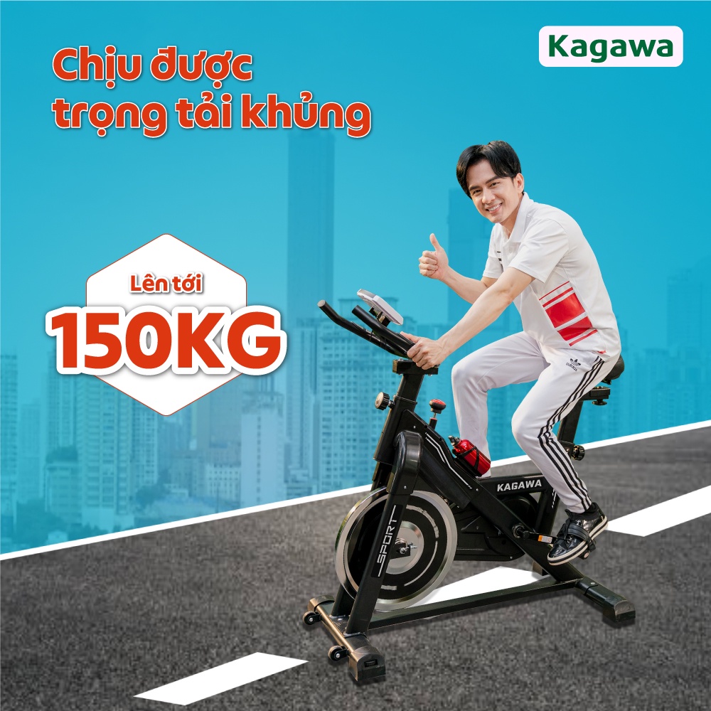 Xe đạp tập thể dục trong nhà Kagawa A8  khung sườn thép không rỉ, siêu bền, tặng 5 quà tặng