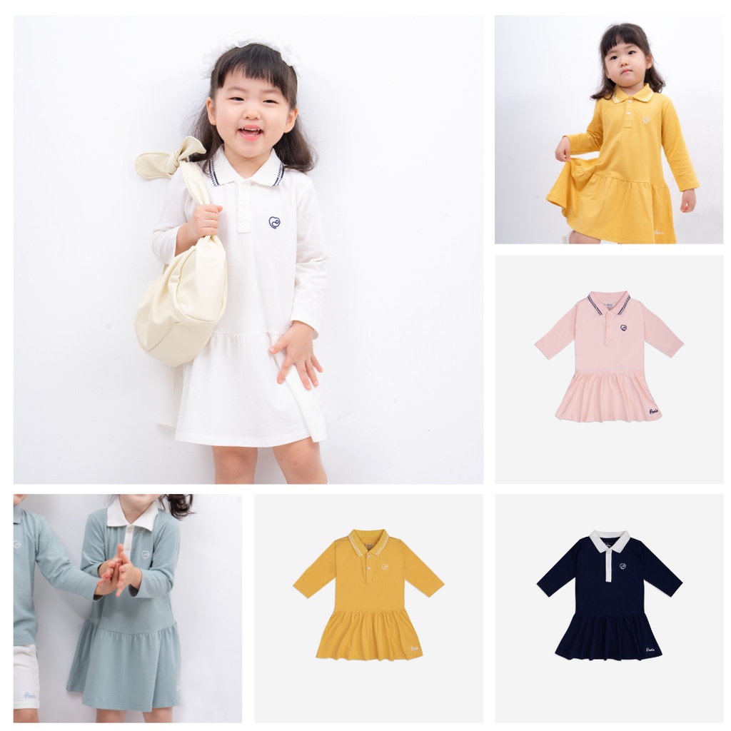Váy bé gái - Váy dài tay dáng polo Ponie BU Baby