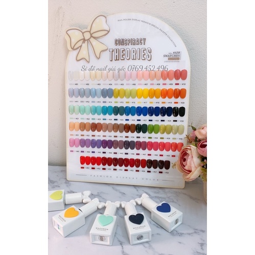 sét sơn gel 58 màu chai nơ tim Maccaron , tặng bảng màu kèm base top