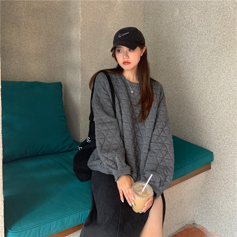 Áo Hoodie Dáng Rộng Tay Dài Đính Hạt Kim Cương Mới Dành Cho Nữ