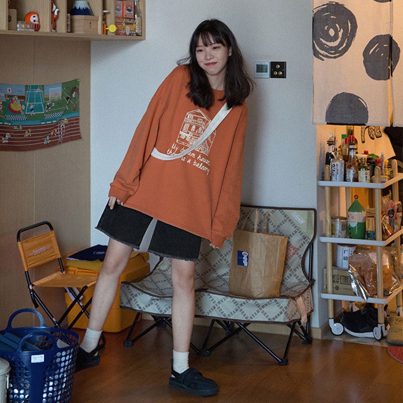 Áo Thun Nữ Tay Dài Dáng Rộng Thời Trang Phong Cách Hàn Quốc