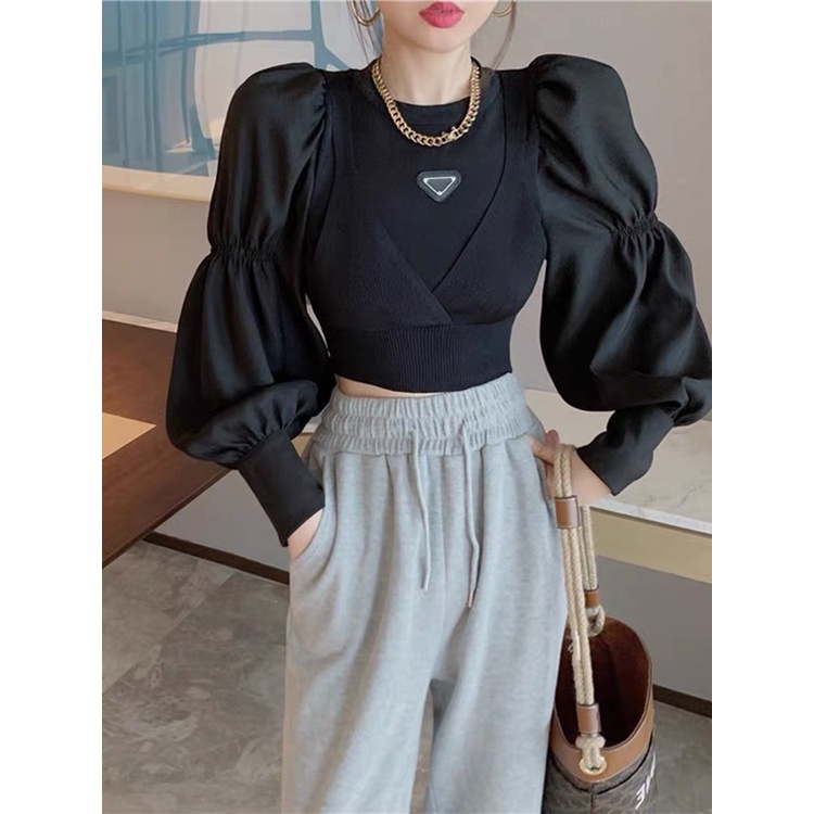 Áo thun tay dài cổ tròn phong cách Hàn Quốc thời trang mùa thu cho nữ