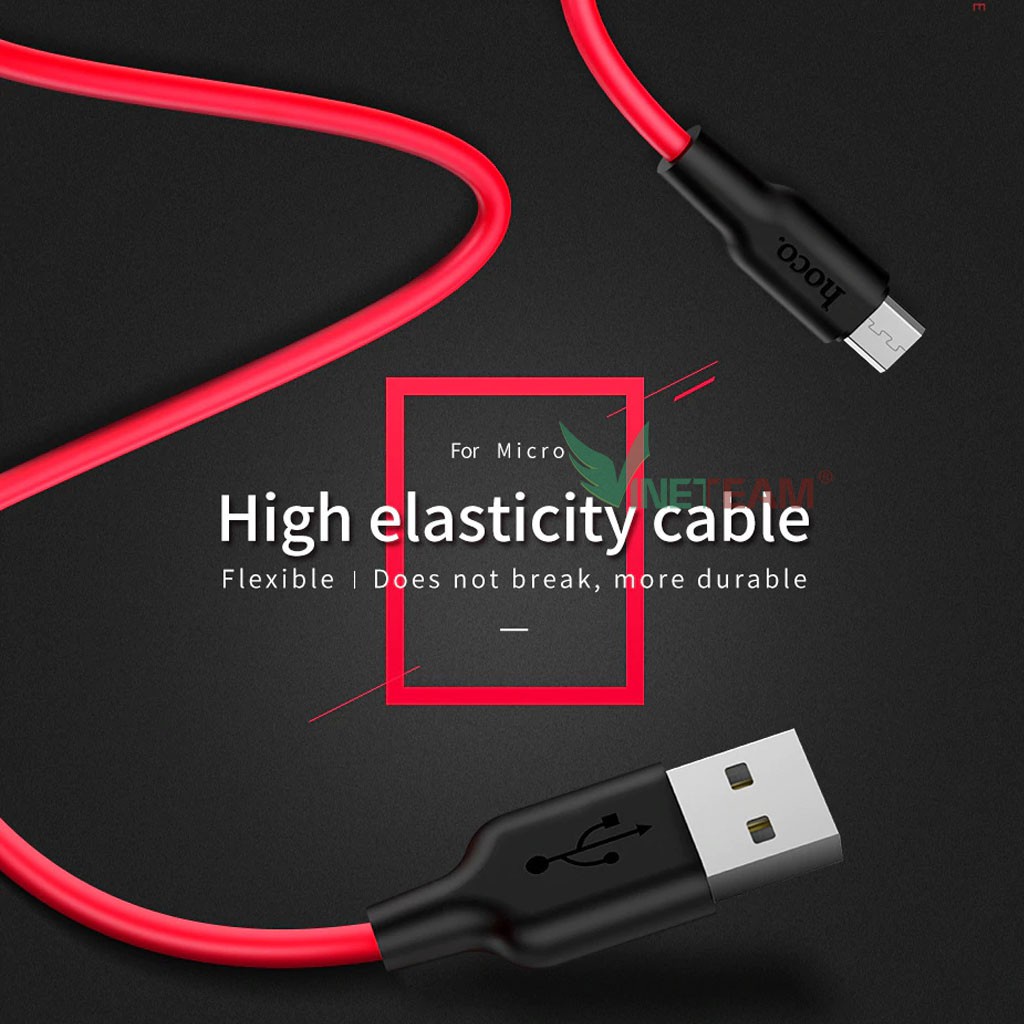 Cáp sạc nhanh Hoco X21 Plus dây silicon 2.4A, cổng kết nối Micro Usb -dc4462
