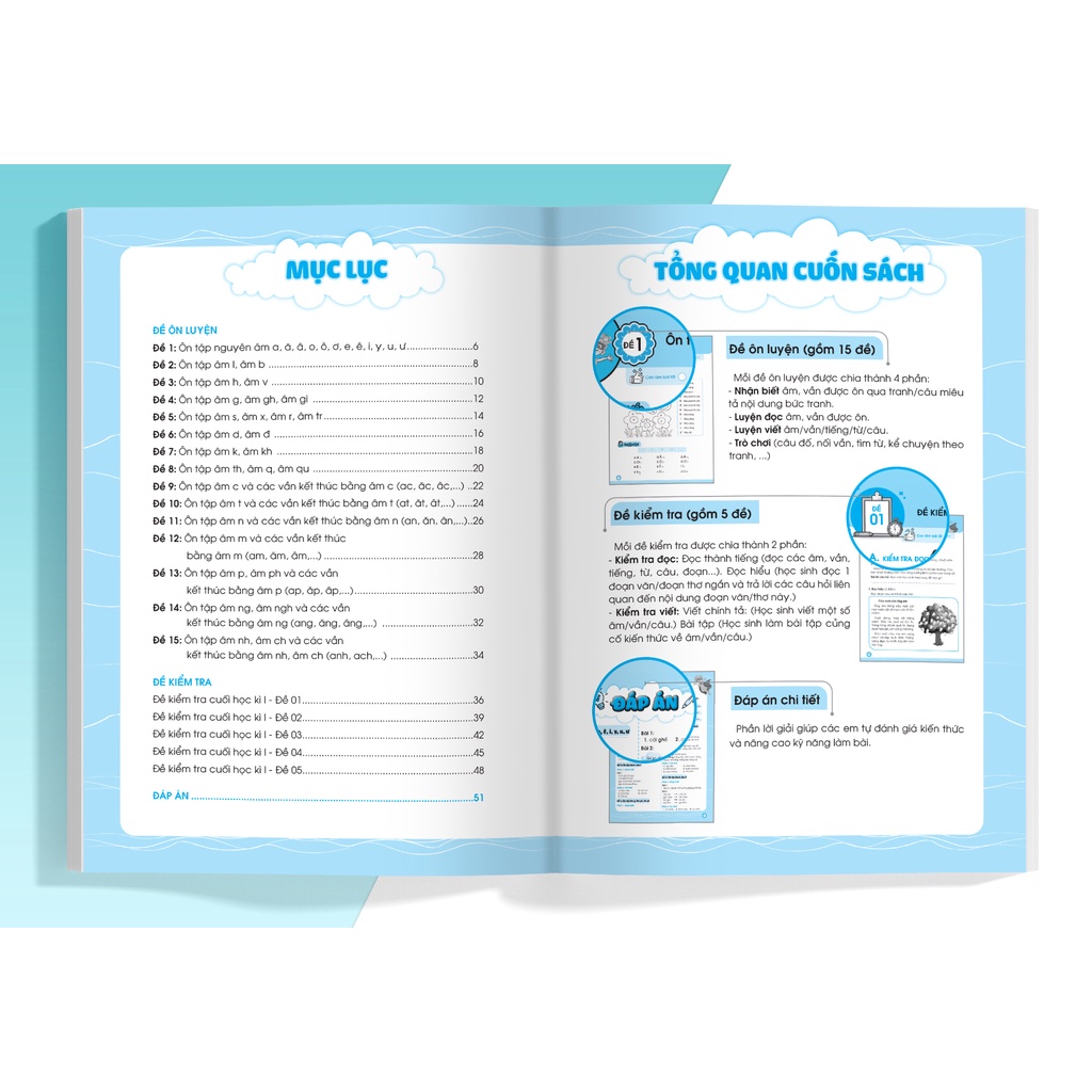 Sách Combo 2 cuốn Đề ôn luyện và kiểm tra tiếng Việt lớp 1 (Tặng khóa học tiếng anh online)
