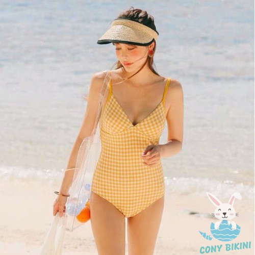 Bộ Đồ bơi đi tắm biển nữ Bikini 1 mảnh (Set Áo liền quần) Caro 1962 - NAM CONY