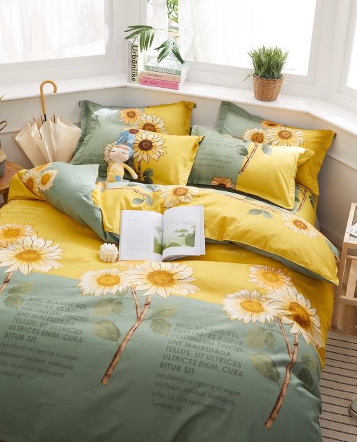 Bộ ga gối poly cotton poly - hướng dương mặt trời