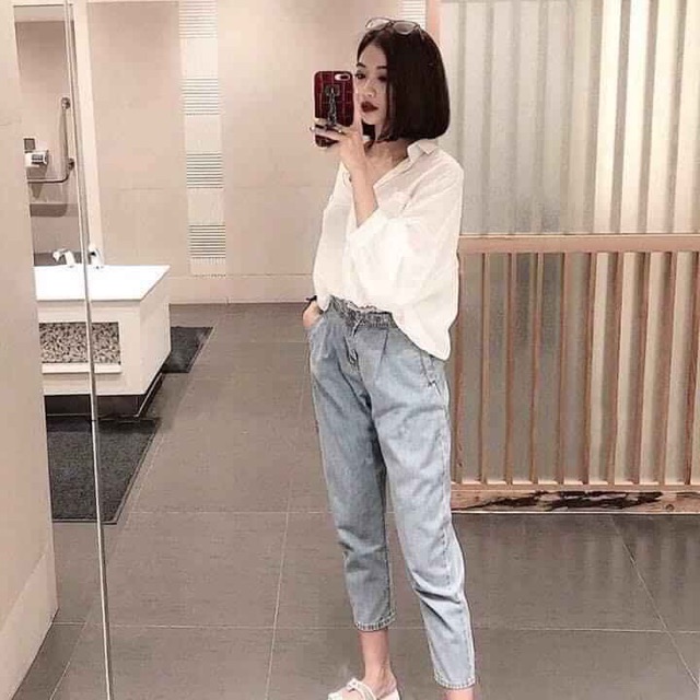 Quần baggy jean lưng khoen, kèm hình thật tự chụp