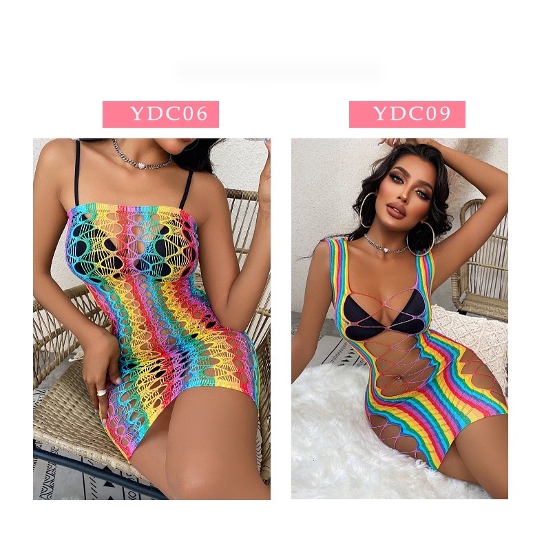 Bộ Đồ Bơi Một Mảnh Dạng Lưới Kẻ Sọc Nhiều Màu Co Giãn Cao Xuyên Thấu Gợi Cảm