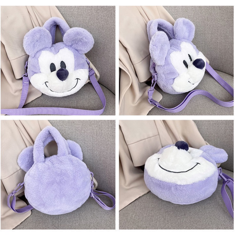 Túi Đeo Chéo Hình Chuột Mickey Minnie Nhồi Bông Dễ Thương Cho Bé Gái