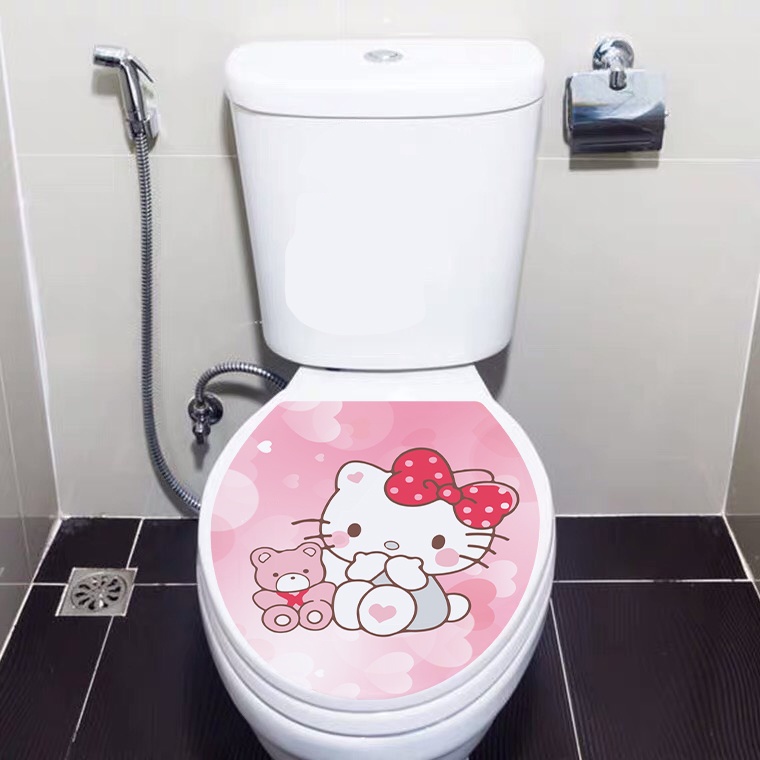 Miếng dán trang trí bồn cầu chất liệu decal không thấm nước