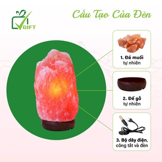 Đèn Đá Muối Himalaya Vgift Phong Thủy Tự Nhiên Mầu Hồng