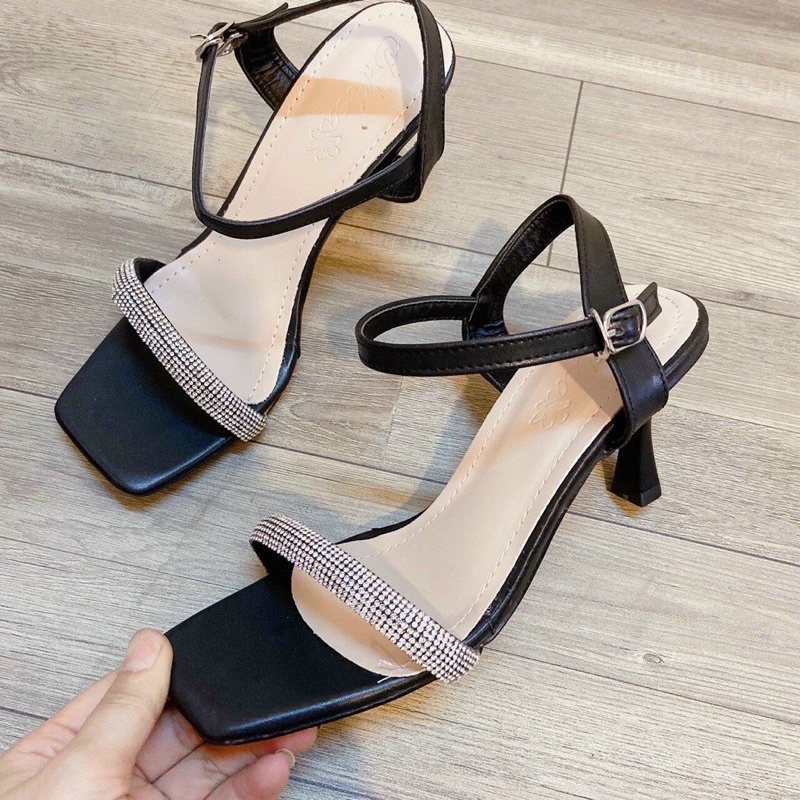 Bán Sỉ- Dép sandal cao gót quai mảnh đá gót nhọn 7cm