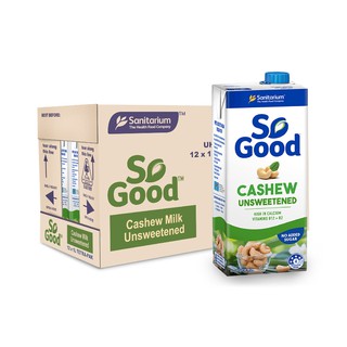 Thùng 12 hộp sữa hạt điều ít đường, không đường So Good Úc 1L, calo thấp, phù hợp mẹ bầu