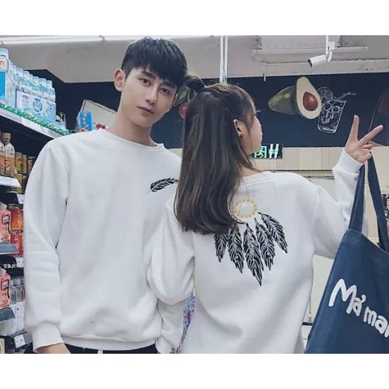 áo đôi thu đông hình lông vũ