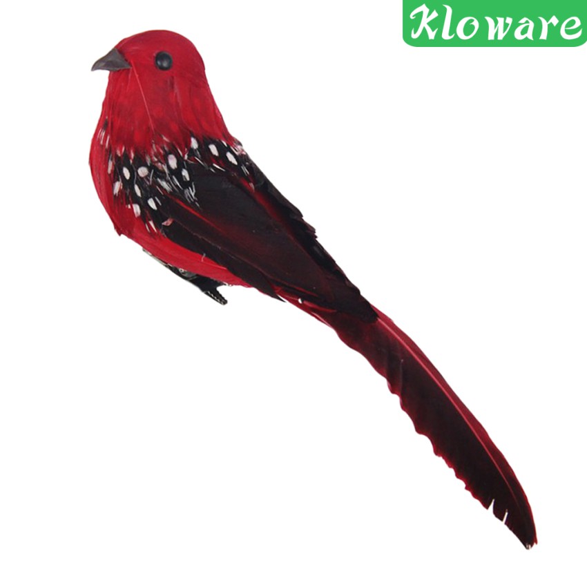 Chú Chim Bằng Xốp Phối Lông Vũ Màu Đỏ Dùng Trang Trí Sân Vườn