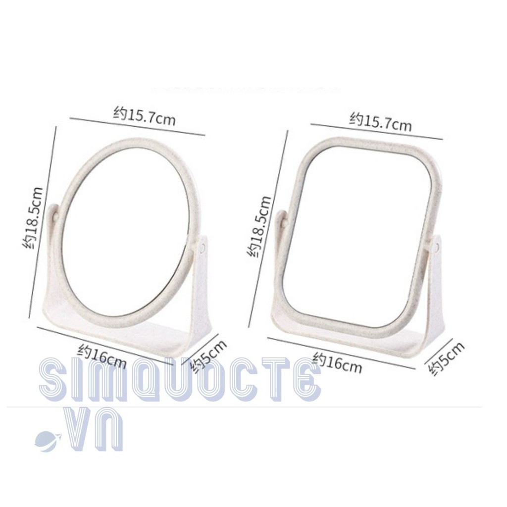 Sỉ 24k-Gương trang điểm để bàn lúa mạch 2 mặt gương xoay 360 độ