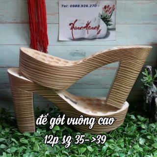 Đế gót cao 12p màu vân ngang sz 35->39