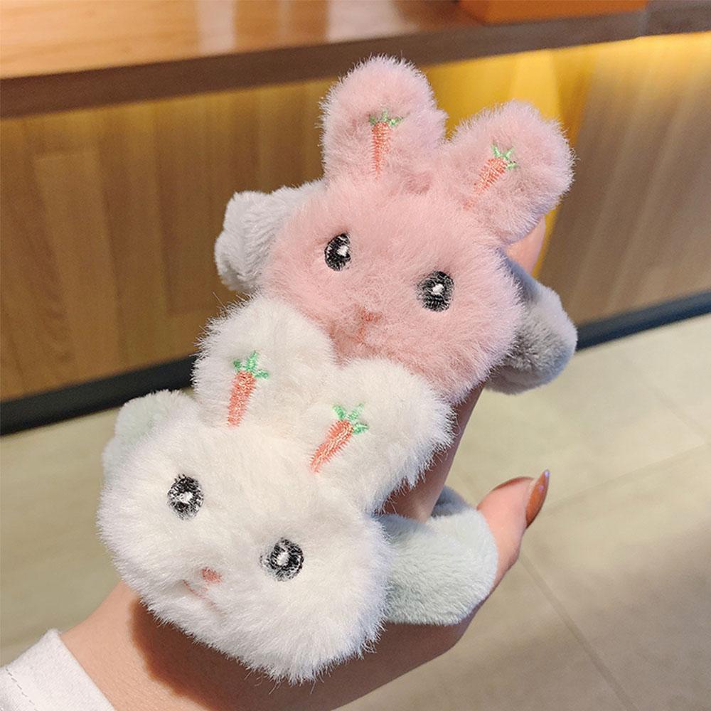 TWINKLE Dây Buộc Tóc Cao Su Hình Thỏ Nhồi Bông Lấp Lánh Thời Trang Mùa Thu Cho Nữ