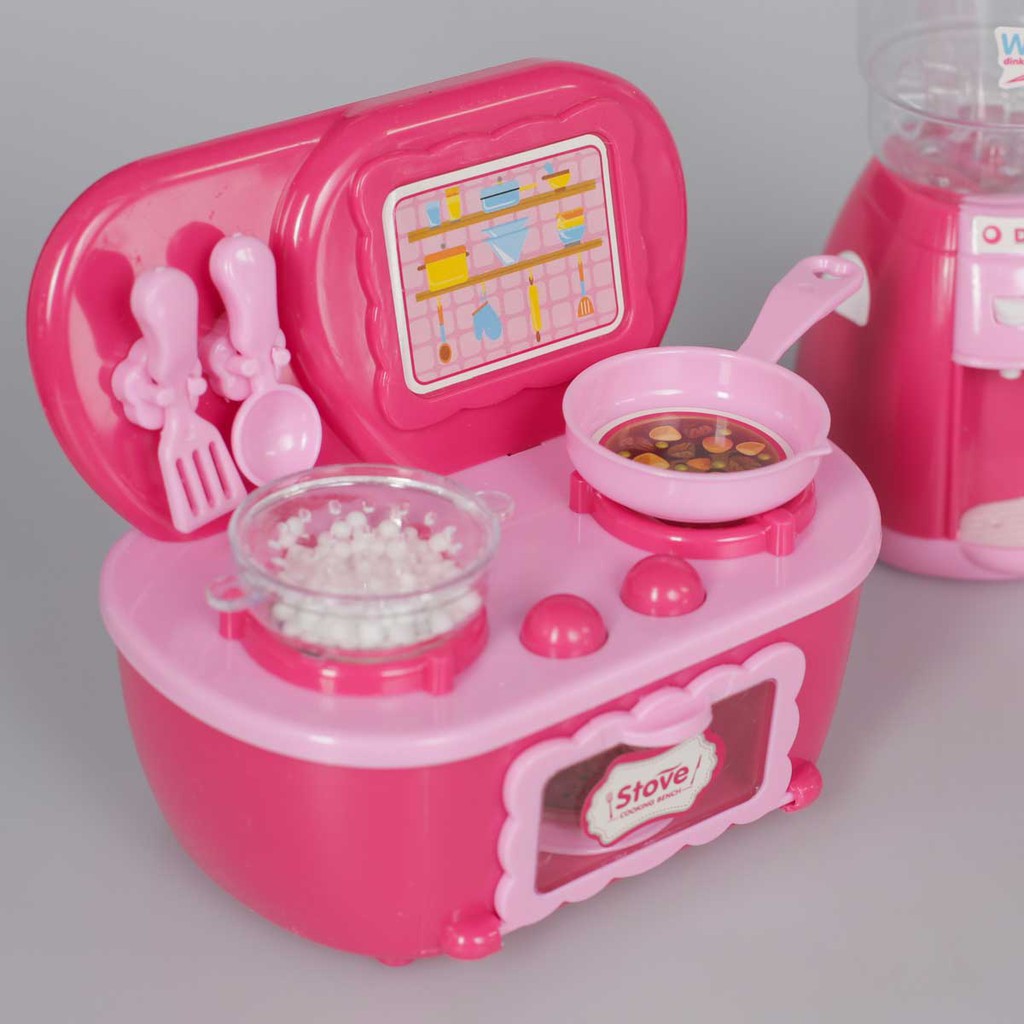 Bộ đồ chơi nhà bếp 4 món màu hồng sử dụng pin cho bé