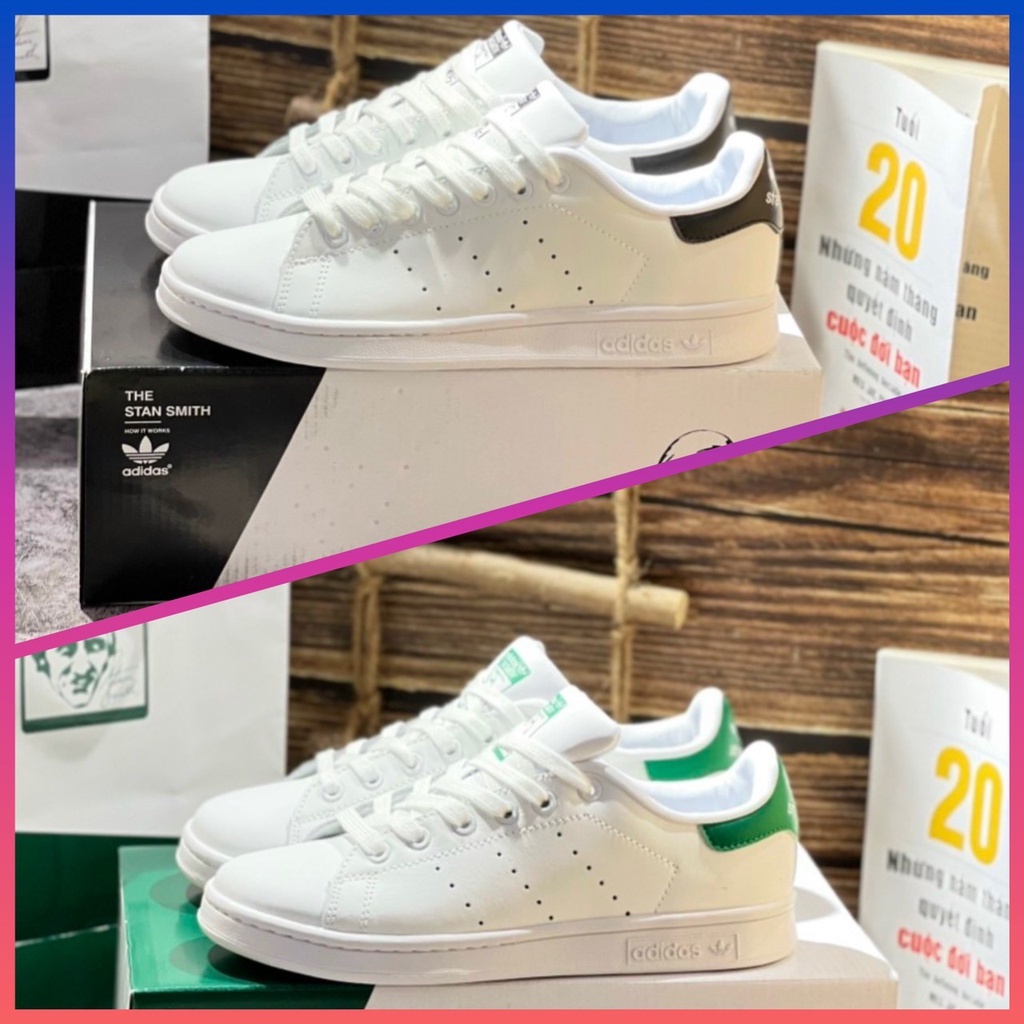 Giày Thể Thao Sneaker Adi.dass Stan.Smith Running White Green/Black Tặng Tất