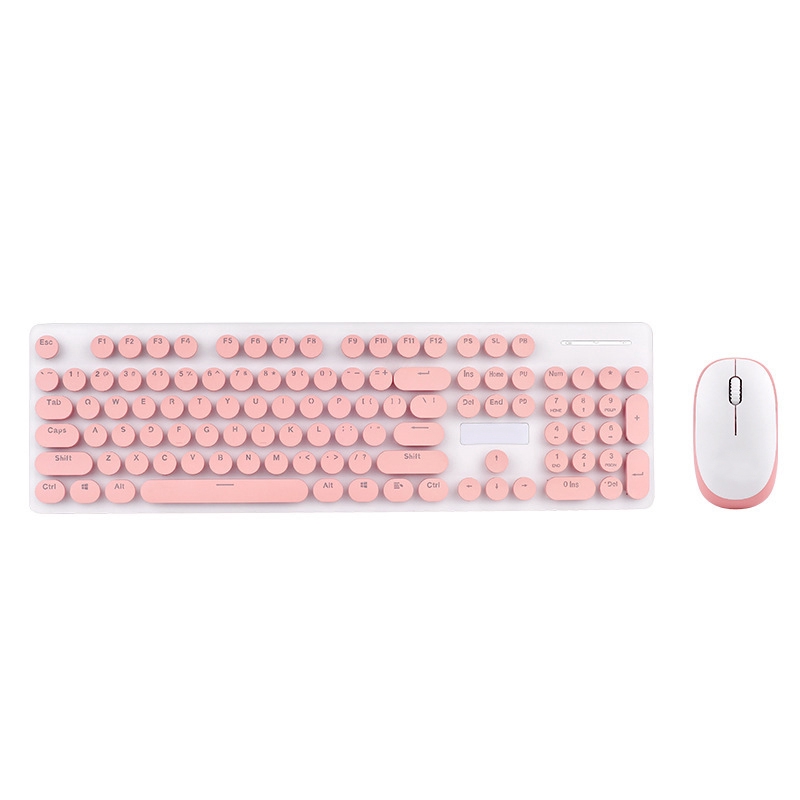 Bộ Bàn Phím + Chuột Không Dây 2.4g Phong Cách Retro