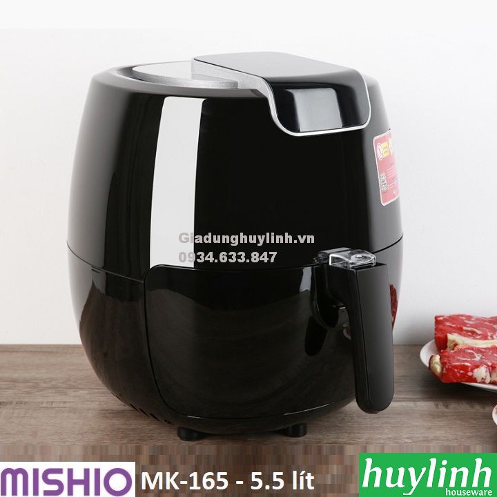 Freeship Nồi chiên không dầu điện tử Mishio MK-165 - 5.5 lít - Màu Đen [Mishio MK165]