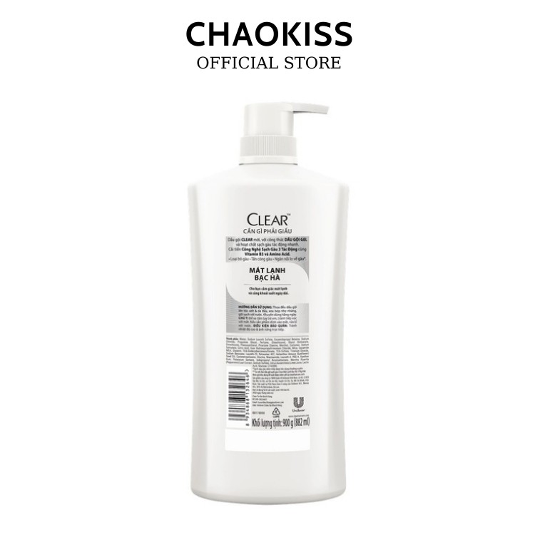 Dầu gội sạch gàu Clear mát lạnh bạc hà chai 900g
