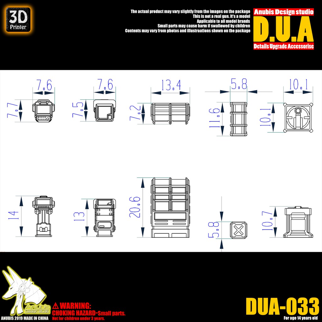 Phụ kiện mod ANUBIS - Chi tiết nhựa mô hình in 3D DUA033