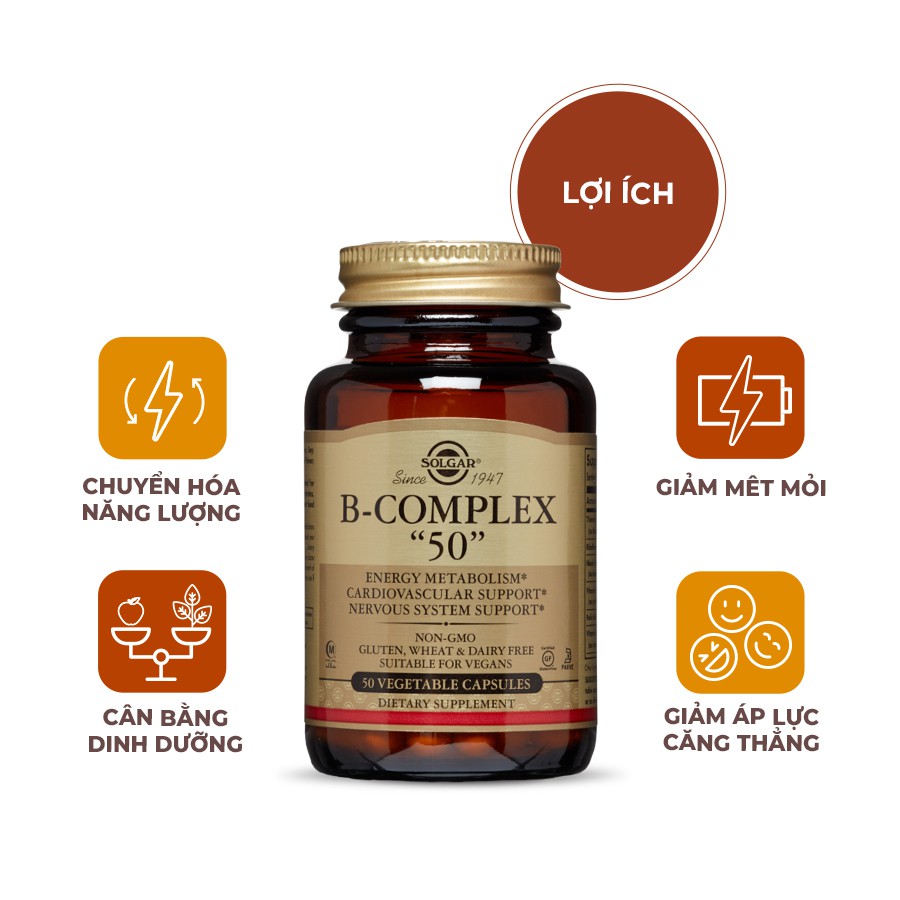 [NHẬP KHẨU USA CHÍNH HÃNG] Viên uống bổ sung Vitamin B hỗ trợ tăng cường sức khỏe Solgar B-Complex 50 | Thế Giới Skin Care