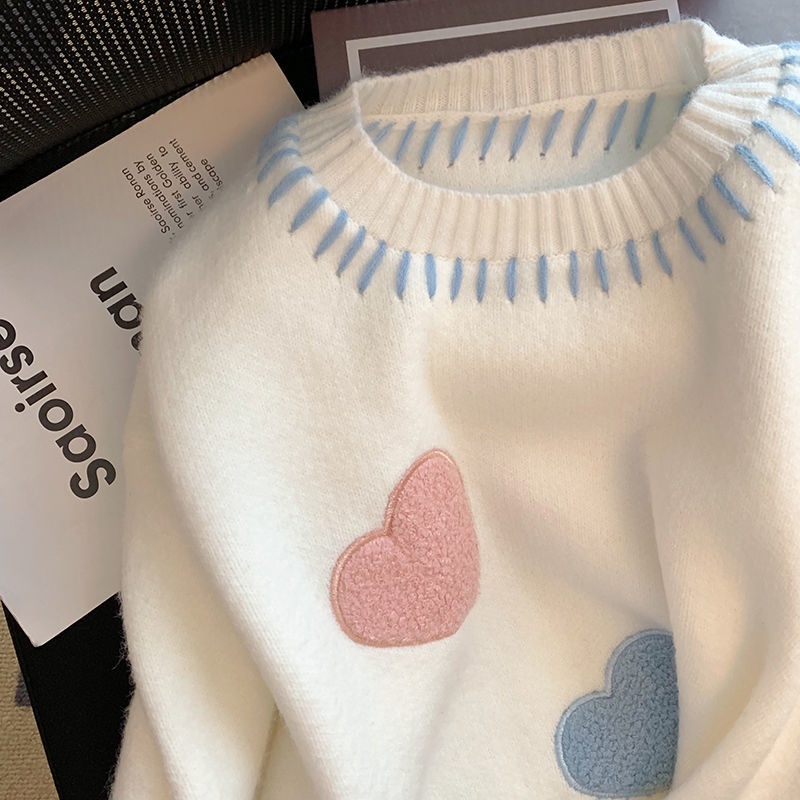 Áo Sweater Dệt Kim Mềm Phối Màu Tương Phản Thời Trang Thu Đông Cho Nữ