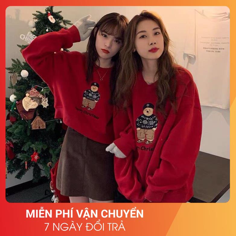 Áo Nỉ Noel Gấu Tuyết 24 APRIL Nữ [FREESHIP]🌸 Sweater giáng sinh form rộng tay bồng cá tính Ulzzang 🌸
