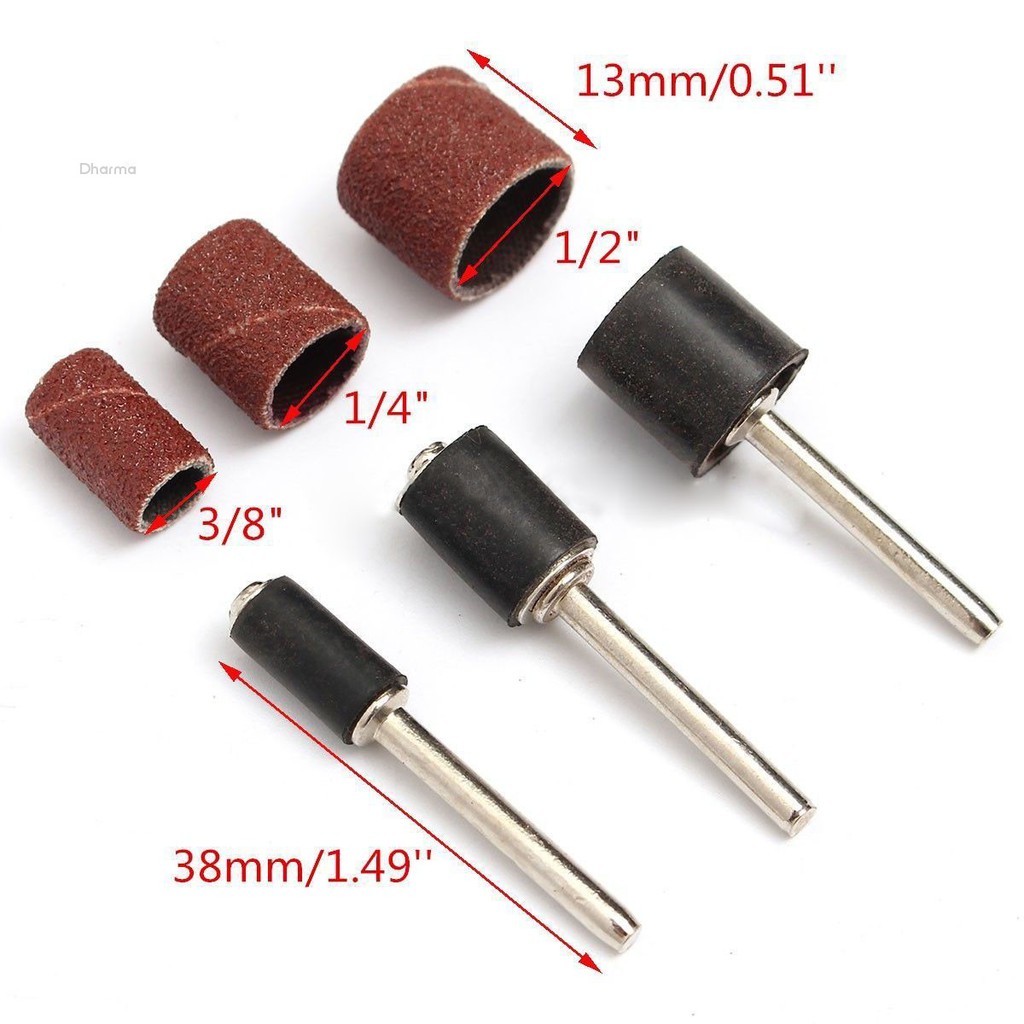 Bộ 60 vòng đai đá mài + 3 ốc giữ đai gắn máy kích thước 1/2" 3/8" 1/4"