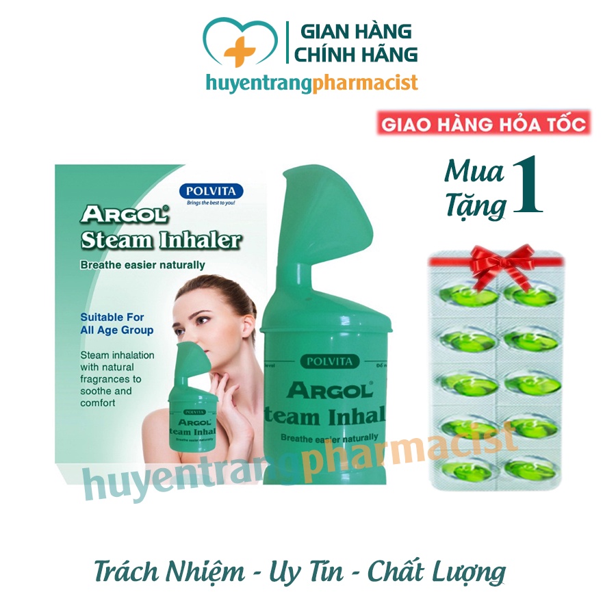 ✔️️️(Chính Hãng) Bình xông mũi họng Argol Steam Inhaler - xông hơi tinh dầu, thảo dược giúp giảm ngạt, sổ mũi (350ml)