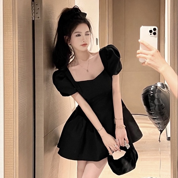 Đầm Ngắn Tay Phồng Ôm Eo Thời Trang Mùa Hè Hàn Quốc Gợi Cảm Hàng Mới Dành Cho Bạn Nữ